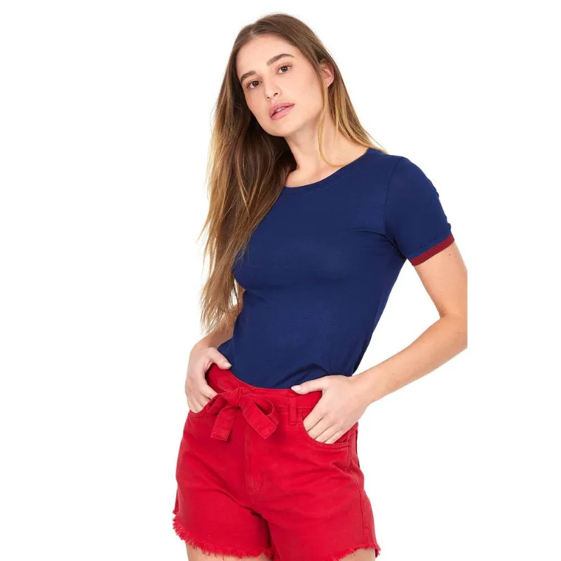 Blusa Feminina Retilinea Manga Polo Wear Azul Escuro GG