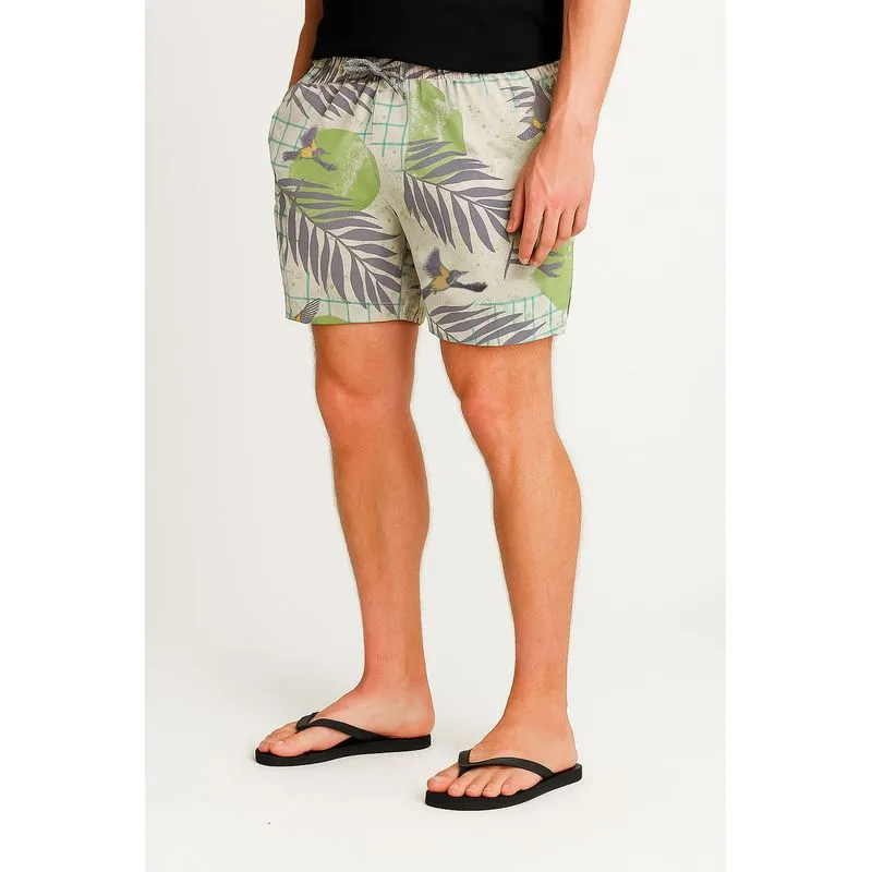Short Vôlei Masculino Estampa Pássaro Polo Wear Branco