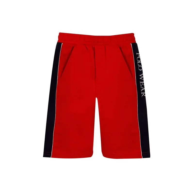 Bermuda Masculina Moletom Infantil Polo Wear Vermelho Médio