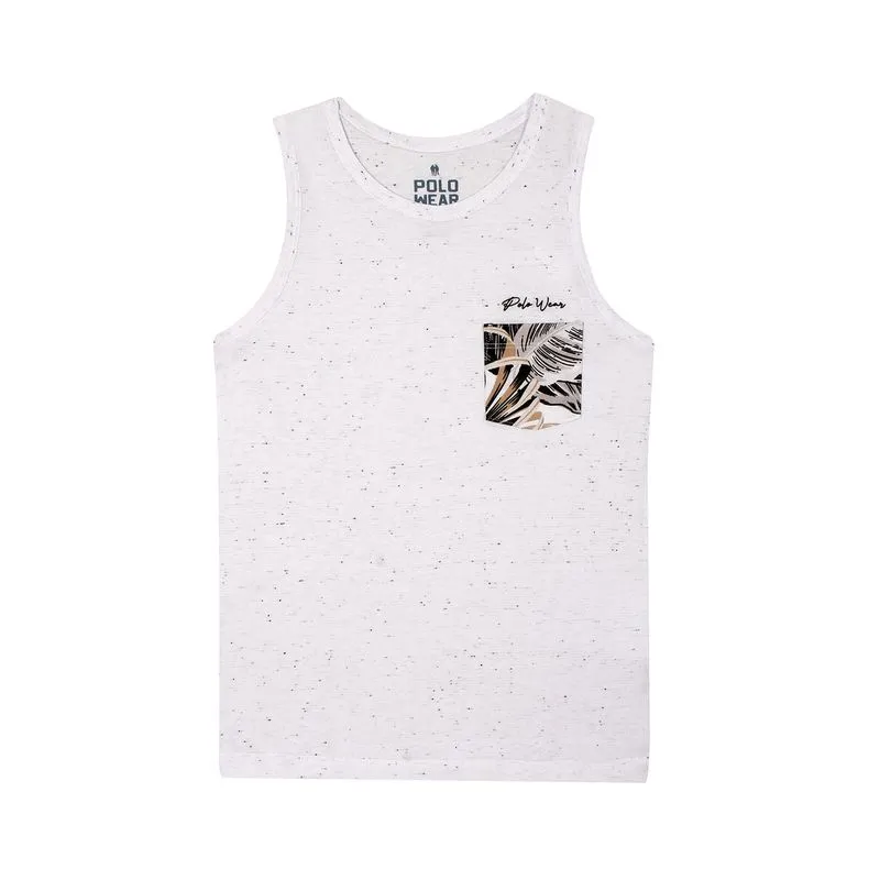 Regata Masculina Infantil Malha Estampada Polo Wear Branco