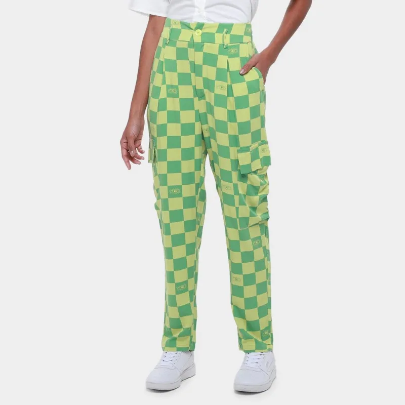 Calça Colcci Jacquard Xadrez Feminina - Feminino - Verde+Amarelo
