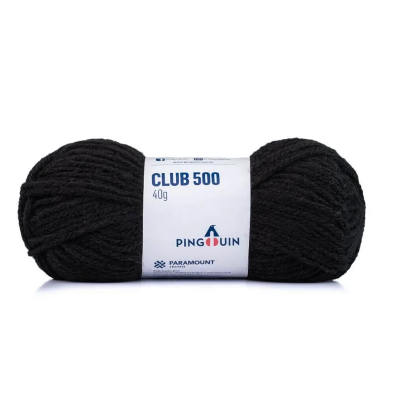 Lã Club 500 40 Gramas com 80 Metros - Pingouin - Preto 100