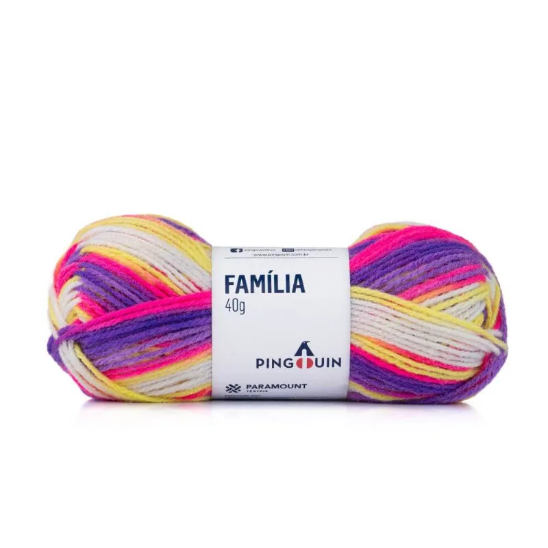 Kit 5 unidades Lã Família Cores 40 Gramas com 106 Metros - Pingouin - Night Shine Mix 9142