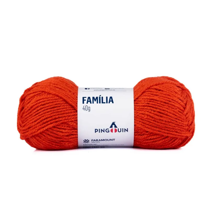 Kit 5 unidades Lã Família 40 Gramas com 106 Metros - Pingouin - Páprica 7256