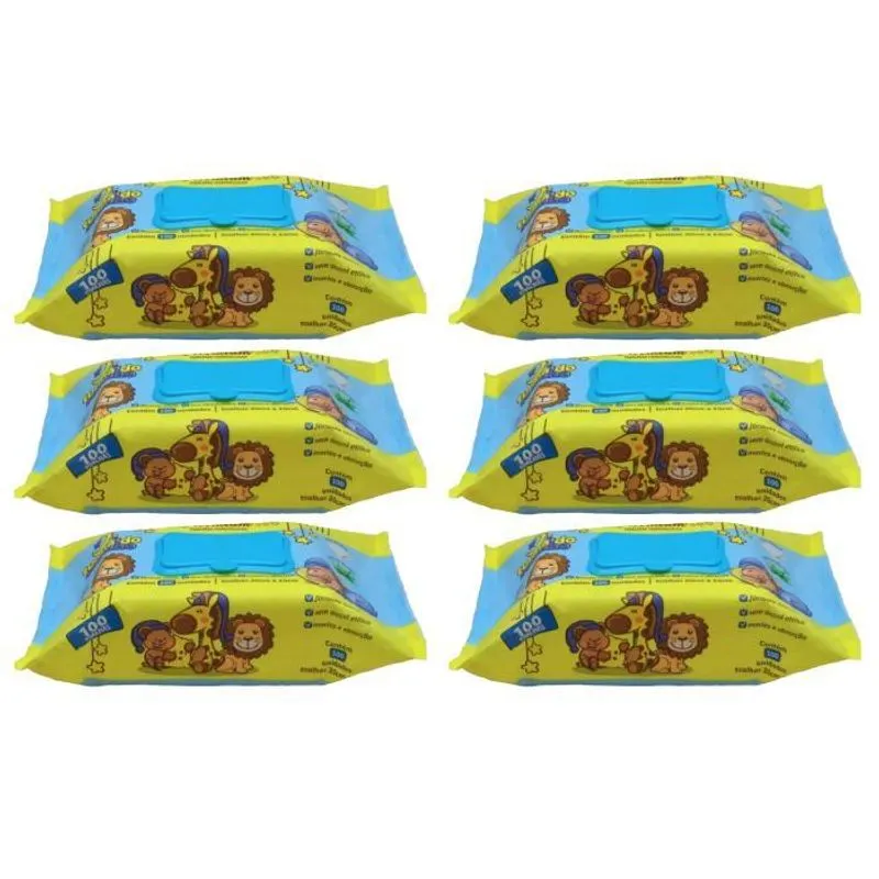 Kit 6 Lencinhos Umedecidos Turma Do Soninho 100 Folhas