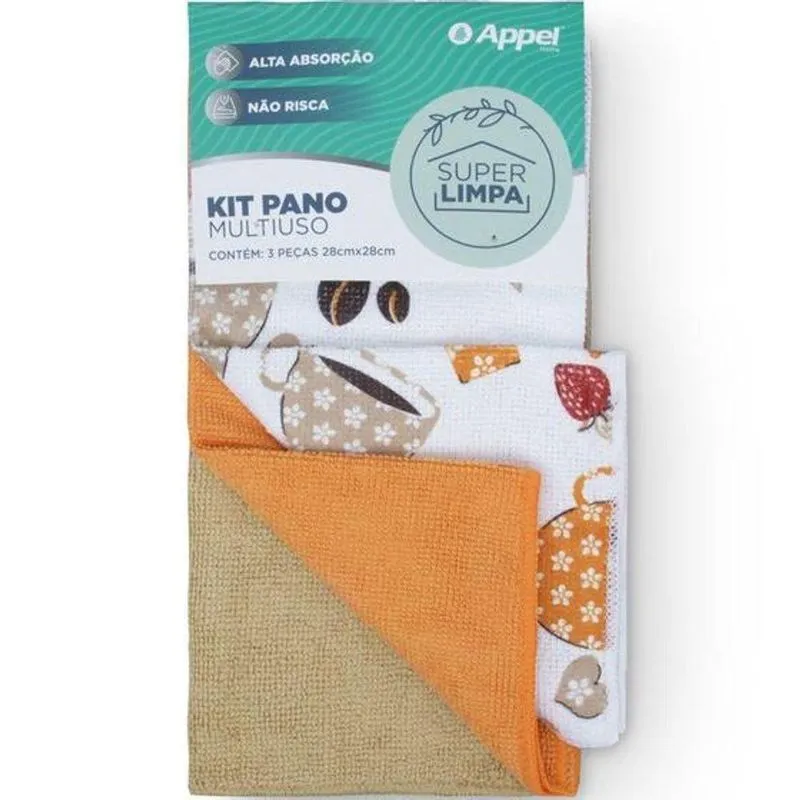 Kit Pano Multiuso Appel - 3 Peças / Xícaras