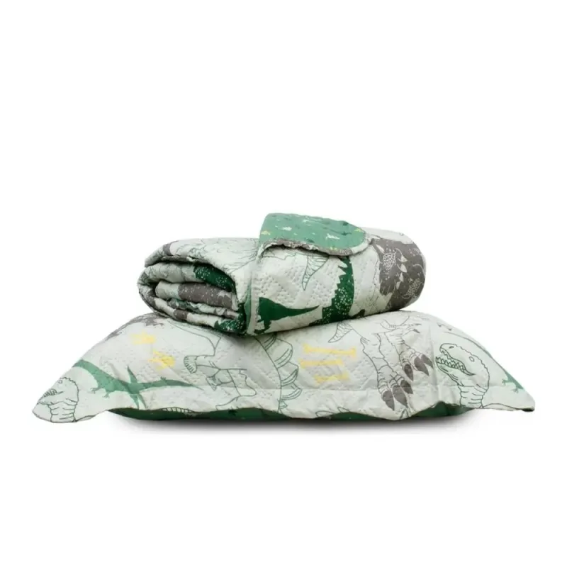 Kit Cobre Leito Solteiro 160X220 Casual Kids Dinossauro - Appel