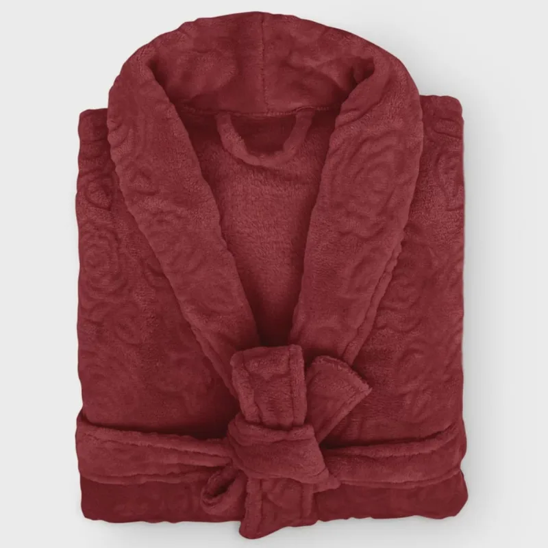 Roupão Adulto Microfibra Flannel Feminino Lady Bordô - APPEL