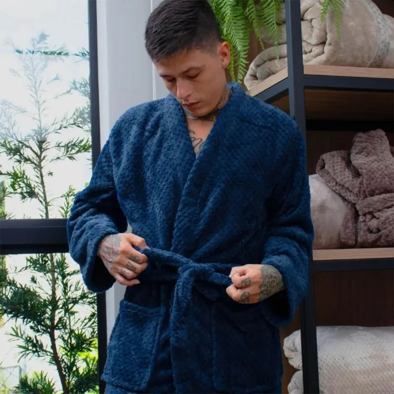 Roupão Pollo Unissex Toque Aveludado Tamanho G Azul Appel - APPEL