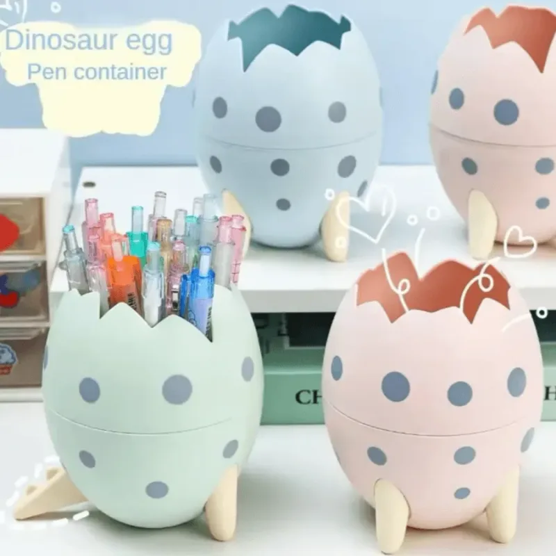 Porta Canetas Organizador de Mesa Papelaria Ovo Dino