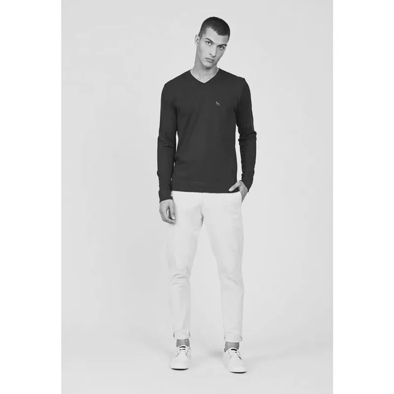 Sueter Tricot Acostamento Gola V Preto