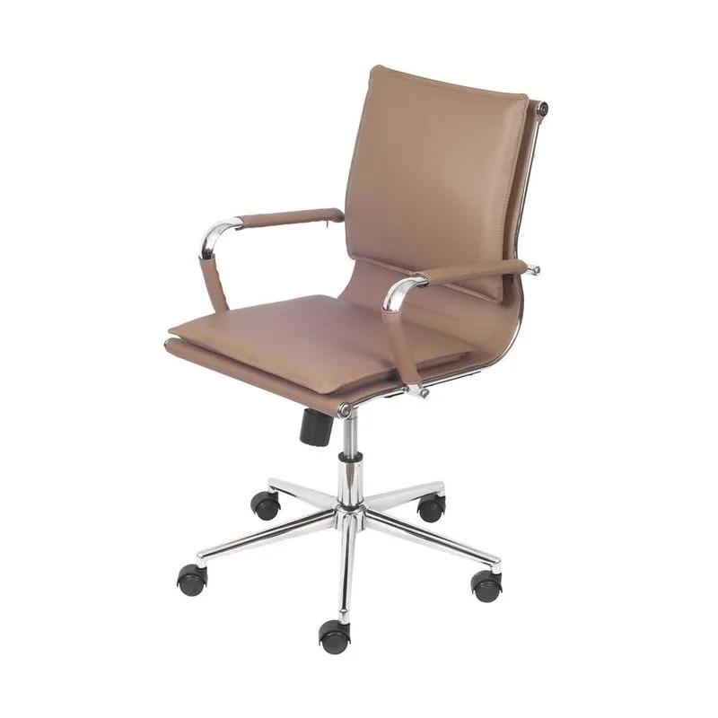 Cadeira Para Escritório Diretor Design Italiano Estofada Em Corino 3304 Or Design Caramelo