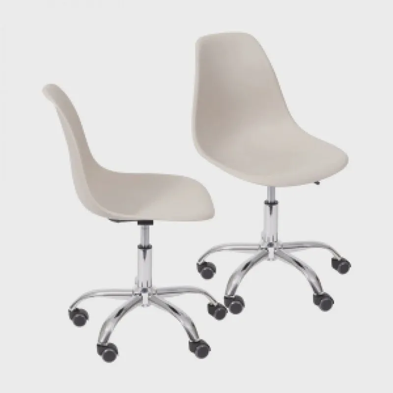 Kit 2 Cadeiras Escritório Eames Giratória com Rodízio Dkr