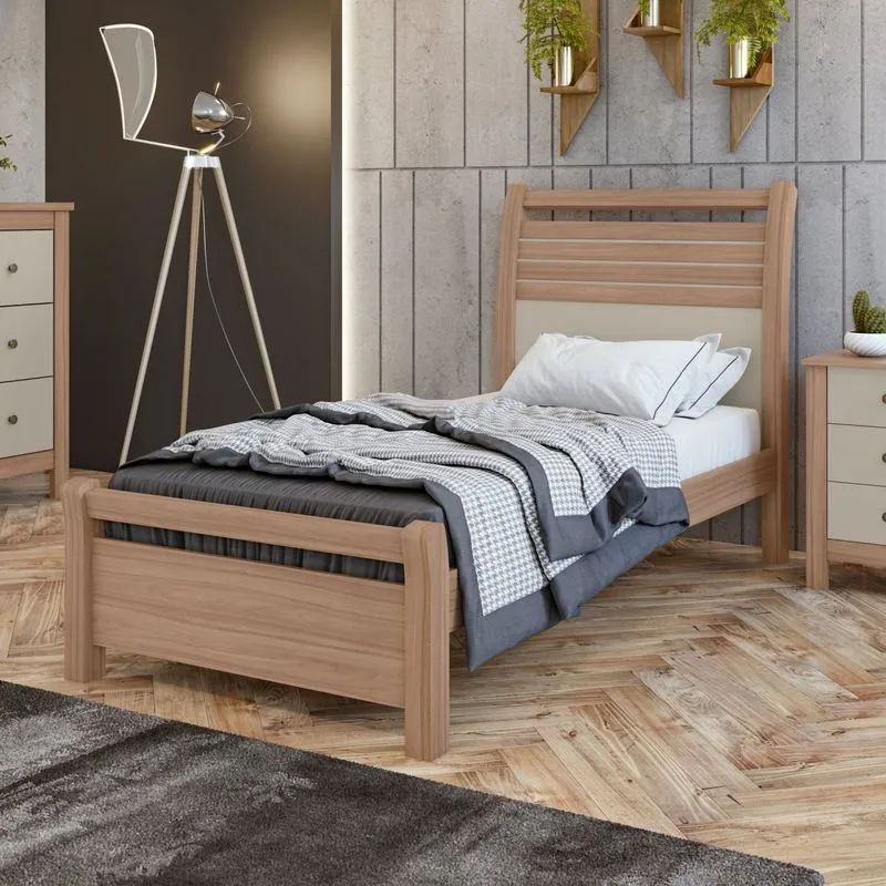 Cama Solteiro Speciale Móveis Lopas Carvalho Naturale/off White