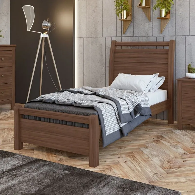 Cama Solteiro Speciale Móveis Lopas Imbuia Naturale