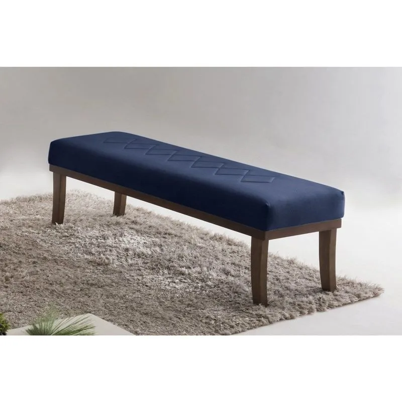 Puff 140cm Pés Imbuia Theo Azul Azul