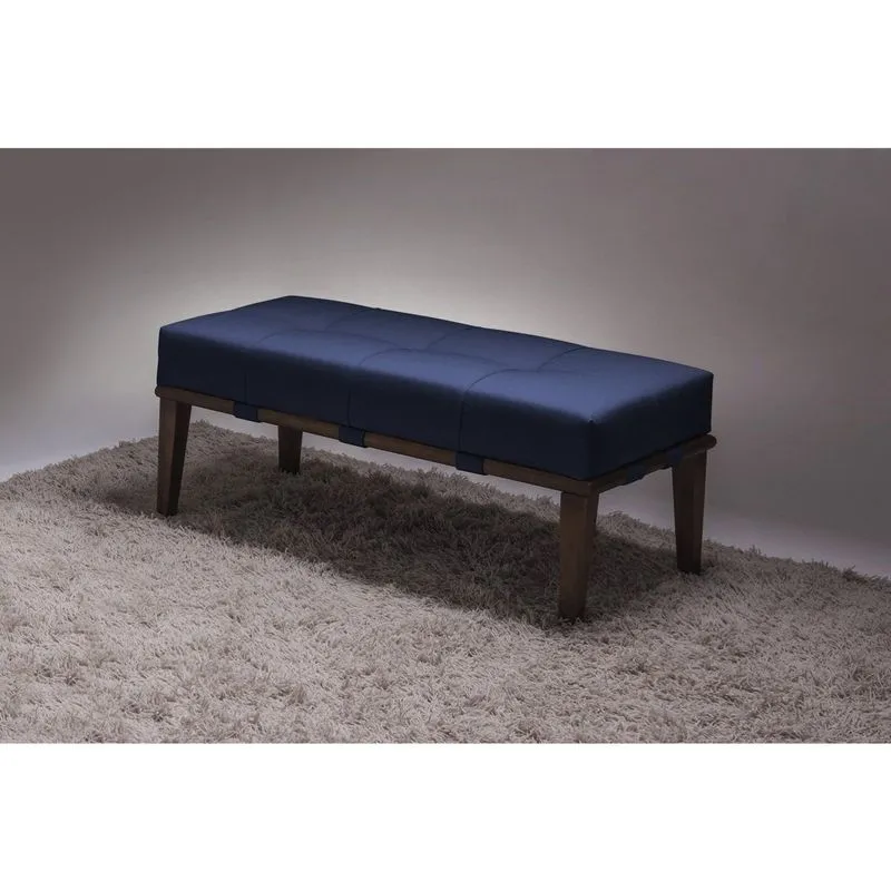 Puff 100cm Pés Imbuia Livia Moderno Azul Azul