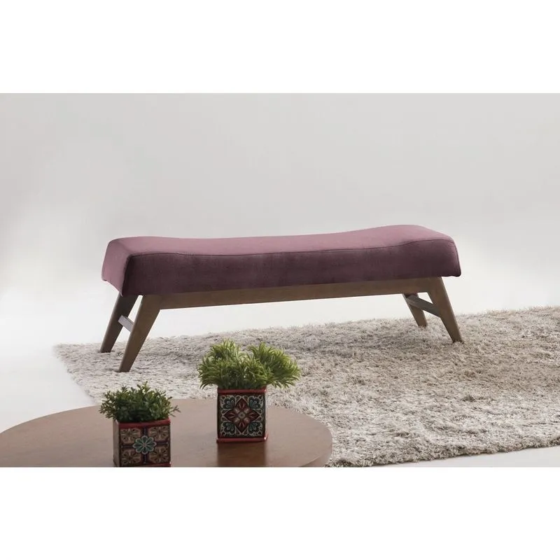 Puff 100cm Pés Imbuia Horus Moderno Rosa Rosa