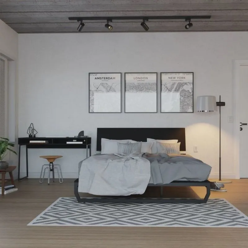 Conjunto Cama Casal Queen e Escrivaninha Concept CabeCasa MadeiraMadeira