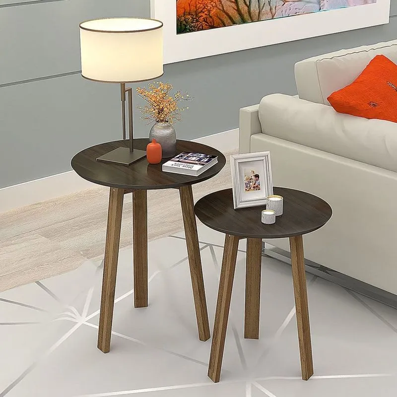 Conjunto 2 Mesas Laterais Xaxado Canela