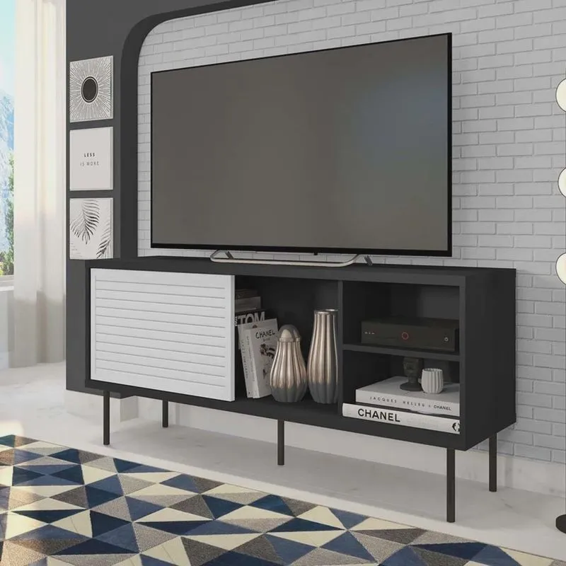 Rack para TV até 55 Polegadas Industrial 136cm em bp Porta Pier Multiverso CabeCasa MadeiraMadeira