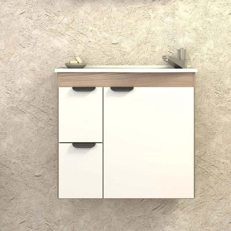 Gabinete Para Banheiro Em Madeira Margarida Cozimax Branco/tamarindo