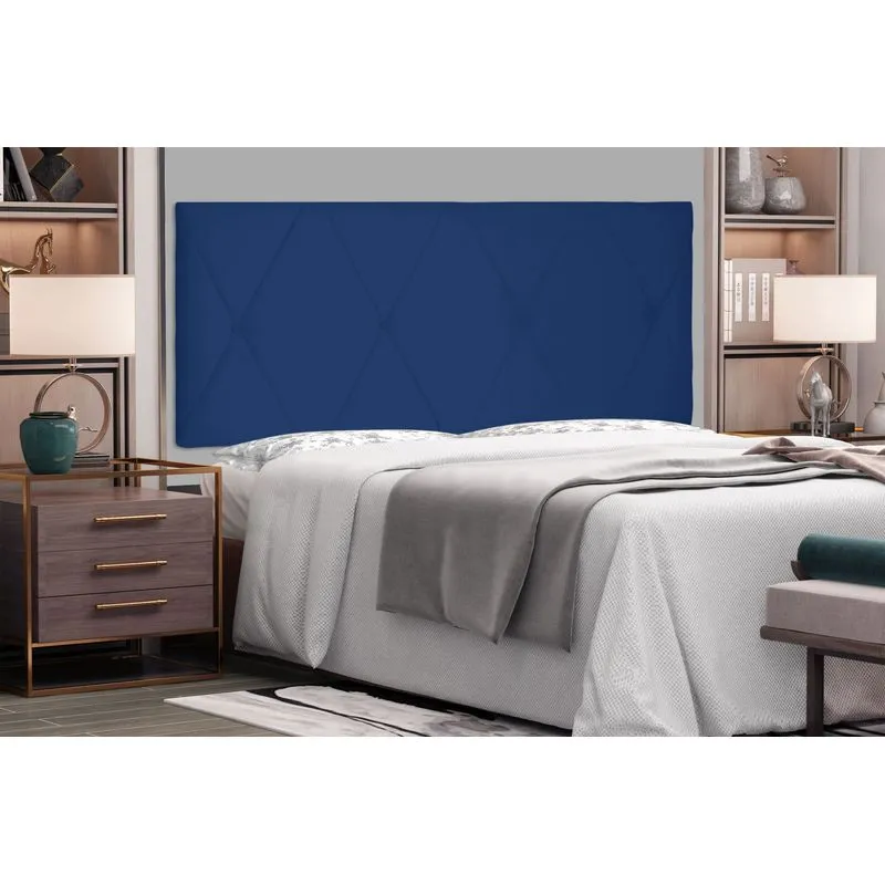 Cabeceira Suspensa King 195cm Suede Aquilla Azul Azul Marinho