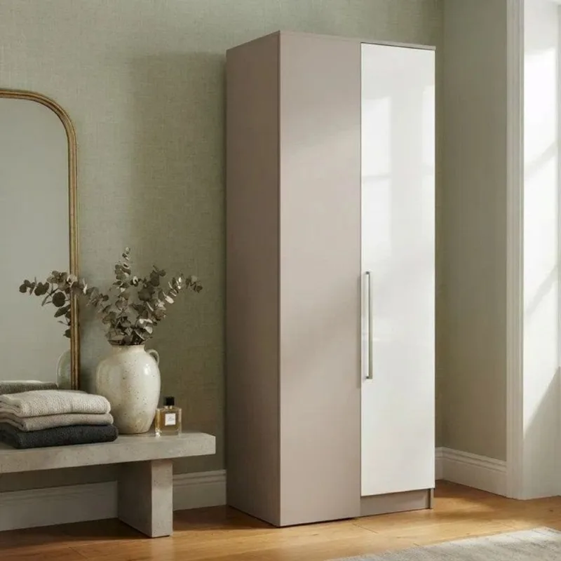 Guarda Roupa Modulado Canto Reto 1 Porta Requinte+ 100% MDF Cinza/Duna Line/Branco Duna Line/Branco Line