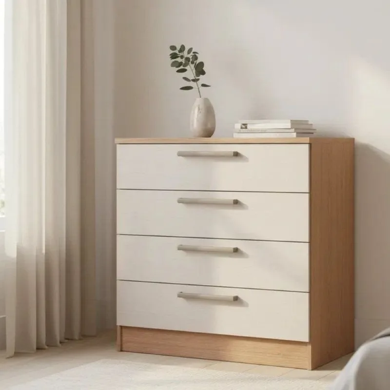 Cômoda Módulo Inferior 4 Gavetas Requinte+ 100% MDF Marrom/Macadâmia/Duna Line Macadâmia/Duna