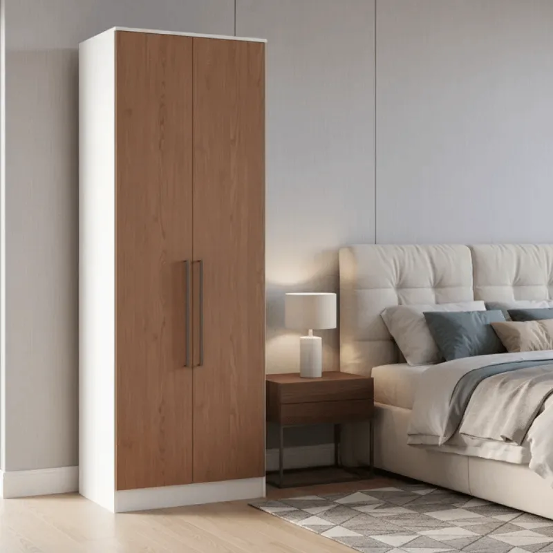 Guarda Roupa Modulado 2 Portas Requinte 100% MDF Branco/Line/Macadâmia Branco Line/Macadâmia