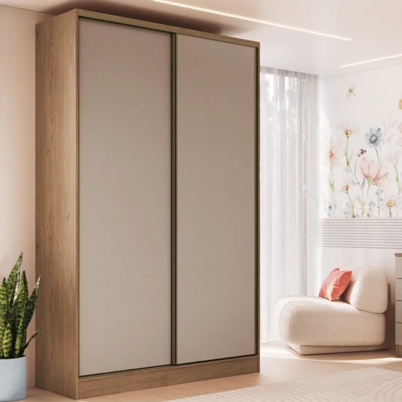 Guarda Roupa Modulado 2 Portas de Correr 2 Gavetas Requinte 100% MDF Marrom/Macadâmia/Duna Line Macadâmia/Duna Line/Duna Line