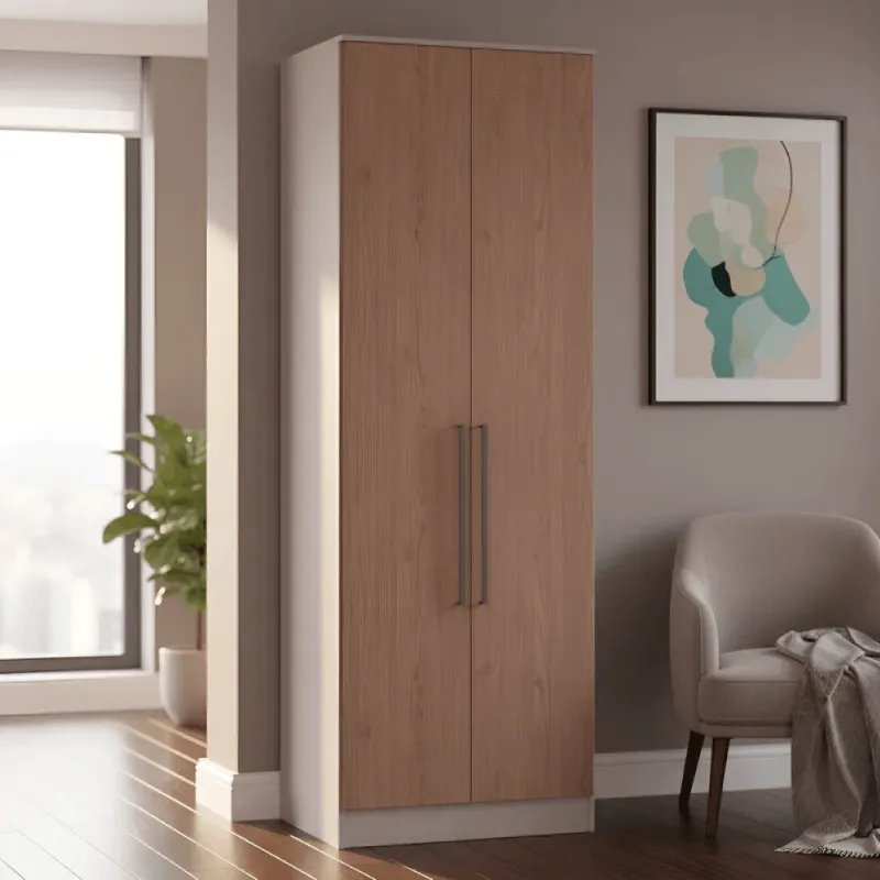 Guarda Roupa Modulado 2 Portas Requinte 100% MDF Cinza/Duna Line/Macadâmia Duna Line/Macadâmia