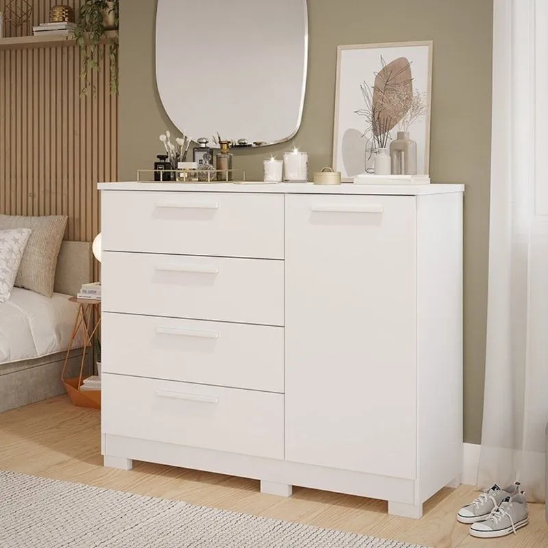 Cômoda 1 Porta 4 Gavetas Mdf Sophia Espresso Móveis Branco Branco