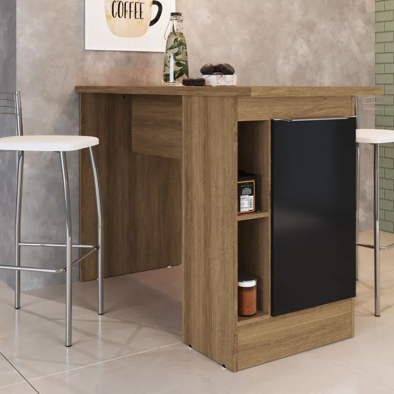Bancada Gourmet 135cm 1 Porta 2 Nichos Paola Delmarco Mel/preto