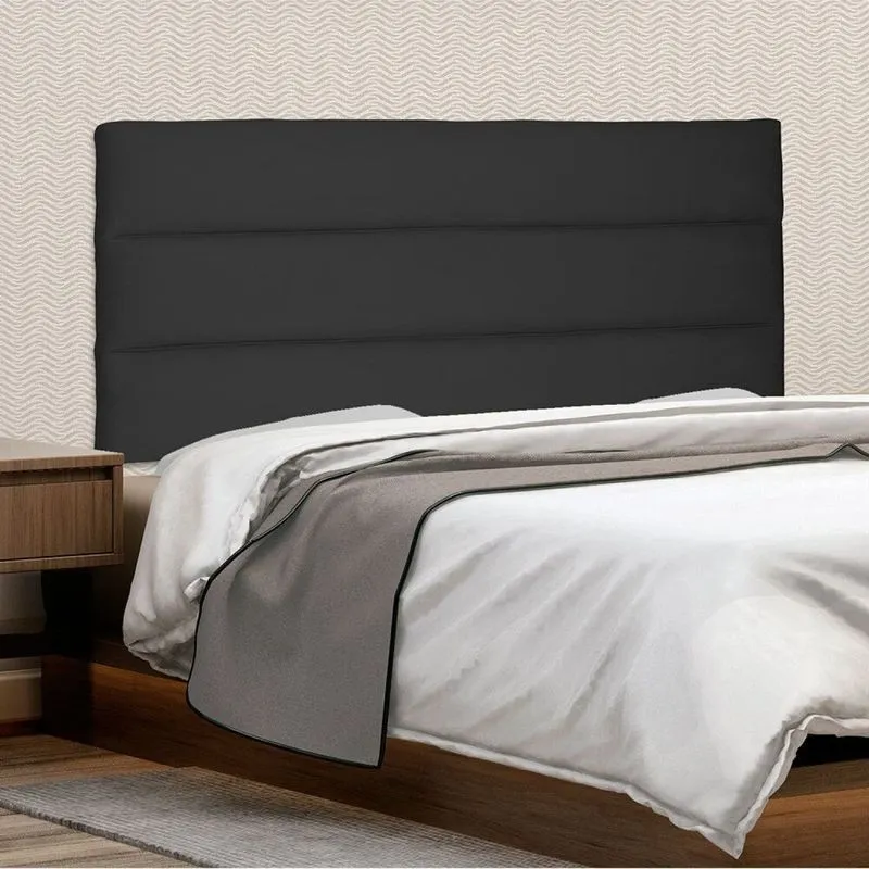 Cabeceira Suspensa Solteiro 90cm Suede La Itáliana Preto Preto
