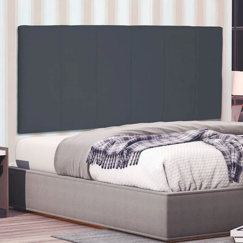 Cabeceira Suspensa Solteiro 90cm Suede Ravenna Cinza Cinza