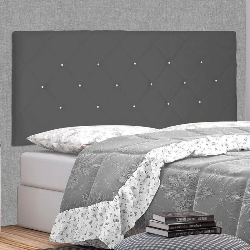 Cabeceira Suspensa Solteiro 90cm Suede Tania Cinza Cinza