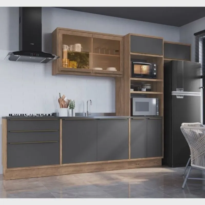 Cozinha Modulada 5 Peças 8 Portas 3 Gavetas com Divisor de Talheres 1 Nicho para Forno Viena Edez