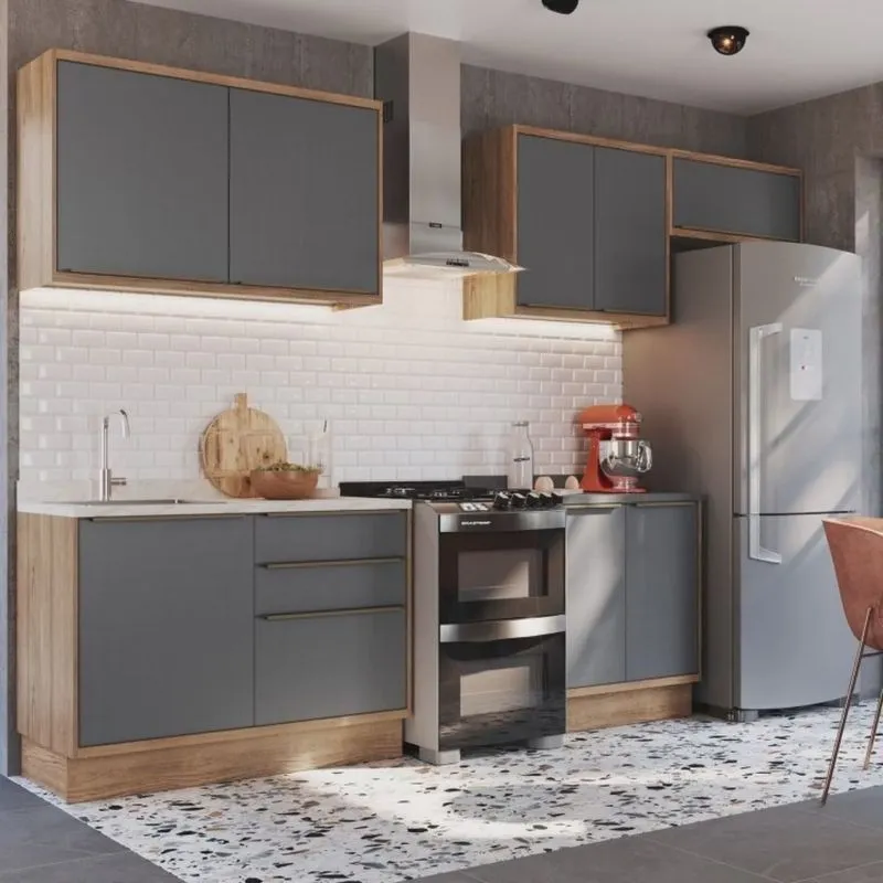 Cozinha Modulada 5 Peças 8 Portas 3 Gavetas com Divisor de Talheres Viena Edez