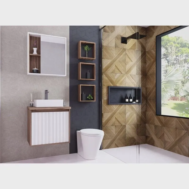 Gabinete para Banheiro 60cm 1 Porta 1 Gaveta Alice Darabas Agardi