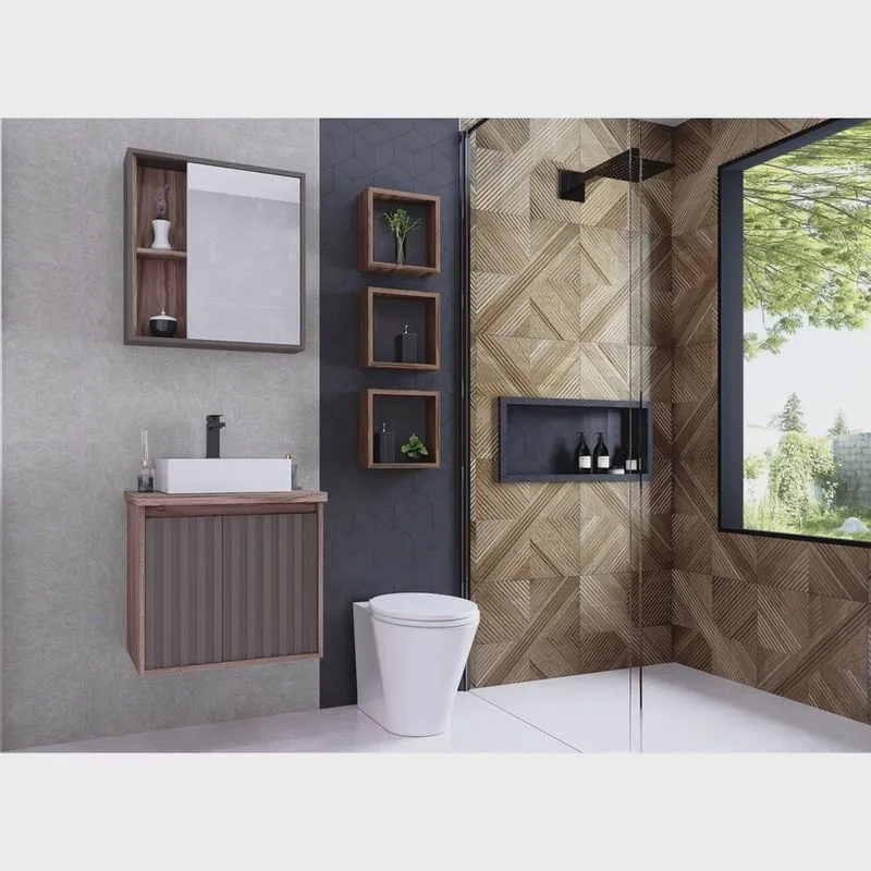 Gabinete para Banheiro 60cm 1 Porta 1 Gaveta Alice Darabas Agardi