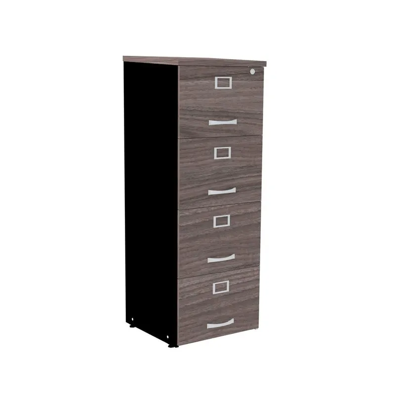 Gaveteiro Arquivo 4 Gavetas Of04p25 Pandin Móveis Walnut/preto