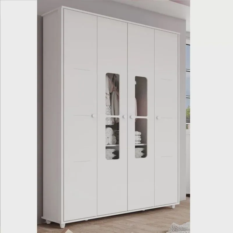 Guarda Roupa Infantil 4 Portas 2 Gavetas Bolinha de Sabão Espresso Móveis