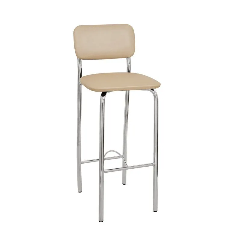 Banqueta B360 Compoarte Cromado/bege Metalizado