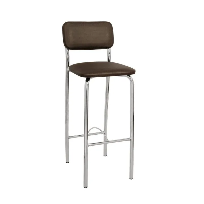 Banqueta B360 Compoarte Cromado/marrom Metalizado