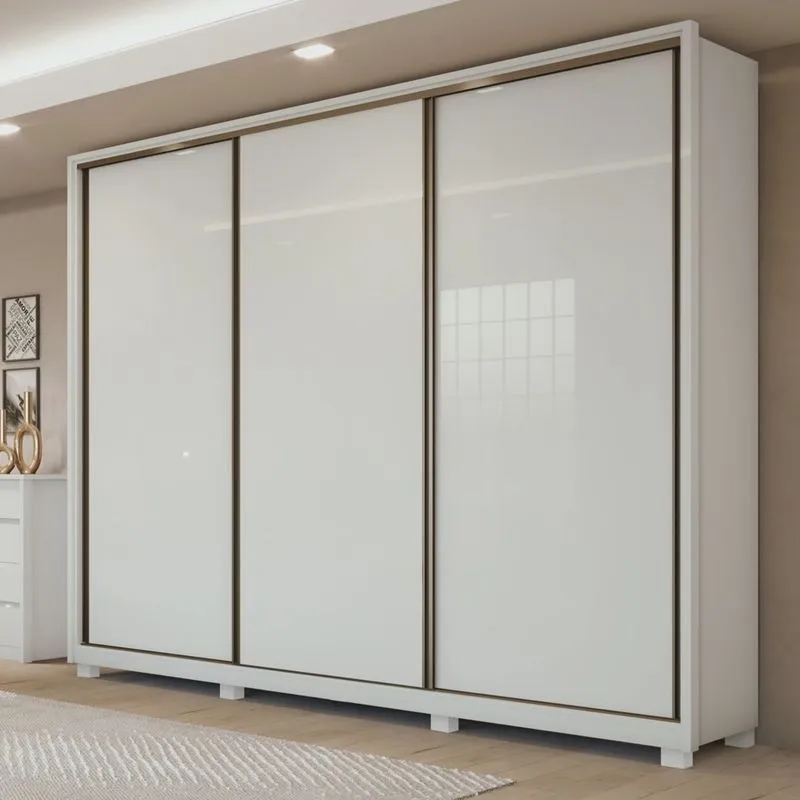 Guarda Roupa Casal 3 Portas de Correr 6 Gavetas e Pés 270,5cm Spazio