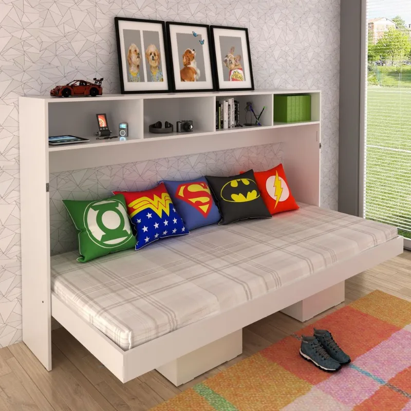 Cama Articulada Horizontal de Solteiro com 6 Nichos CM8020 Branco Branco