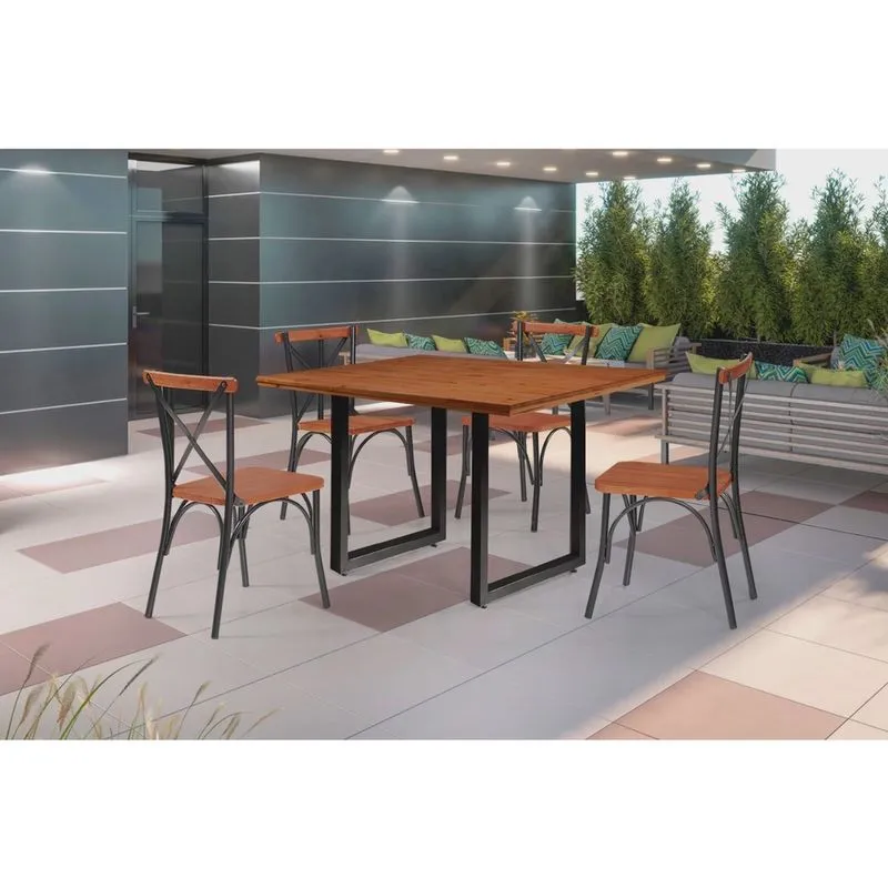 Conjunto Mesa 120x90cm com 4 Cadeiras Laís Art & Luxo