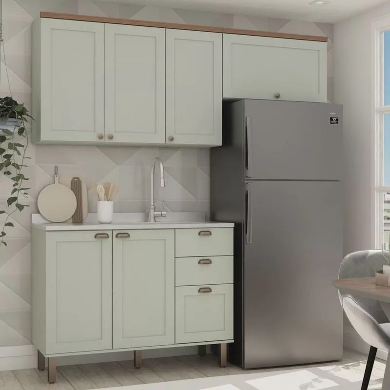 Cozinha Compacta sem Tampo 6 Portas 3 Gavetas Iluminata Genialflex