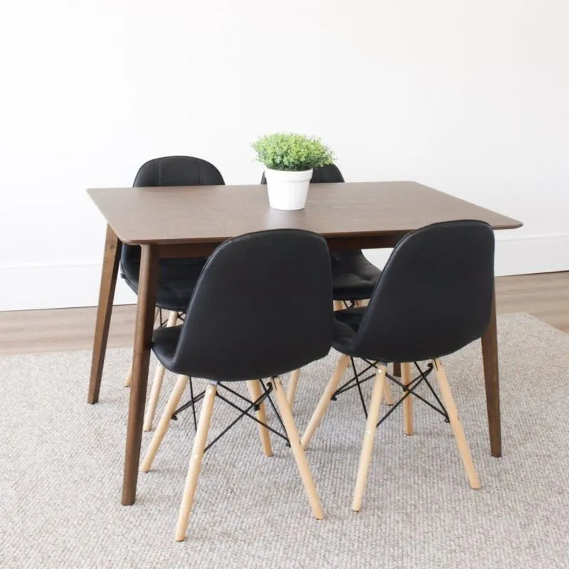 Conjunto Mesa Finlândia 120x75,3cm Tampo Mdf Com 4 Cadeiras Eiffel Botonê Rivatti